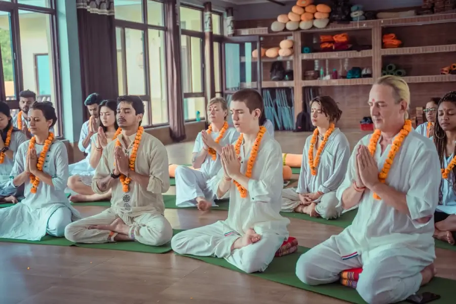 Students practicing yoga at Vinyasa Yoga Academy Rishikesh