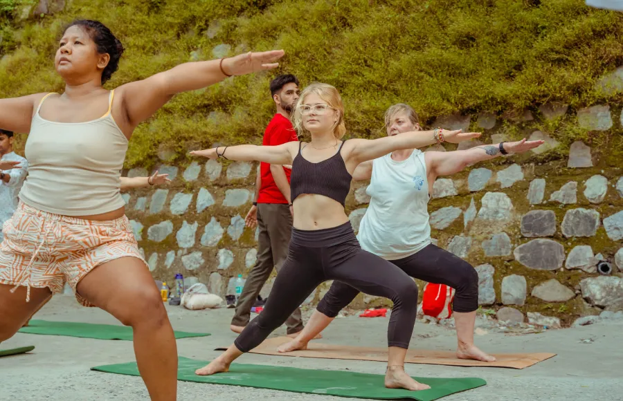 Yoga Teacher Training outdoor session in Rishikesh India