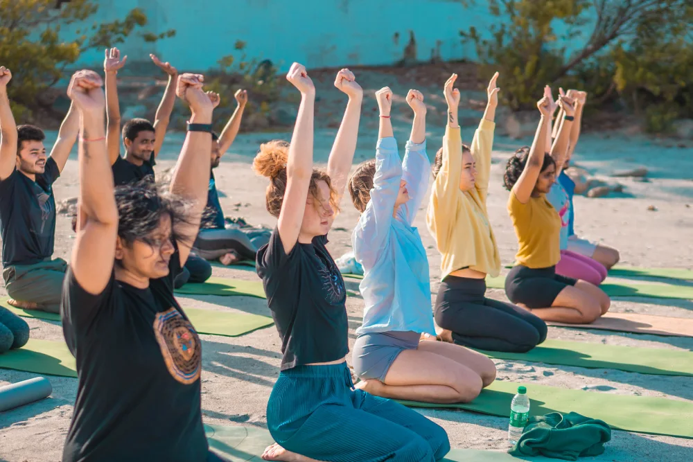 Students practicing yoga at Vinyasa Yoga Academy Rishikesh